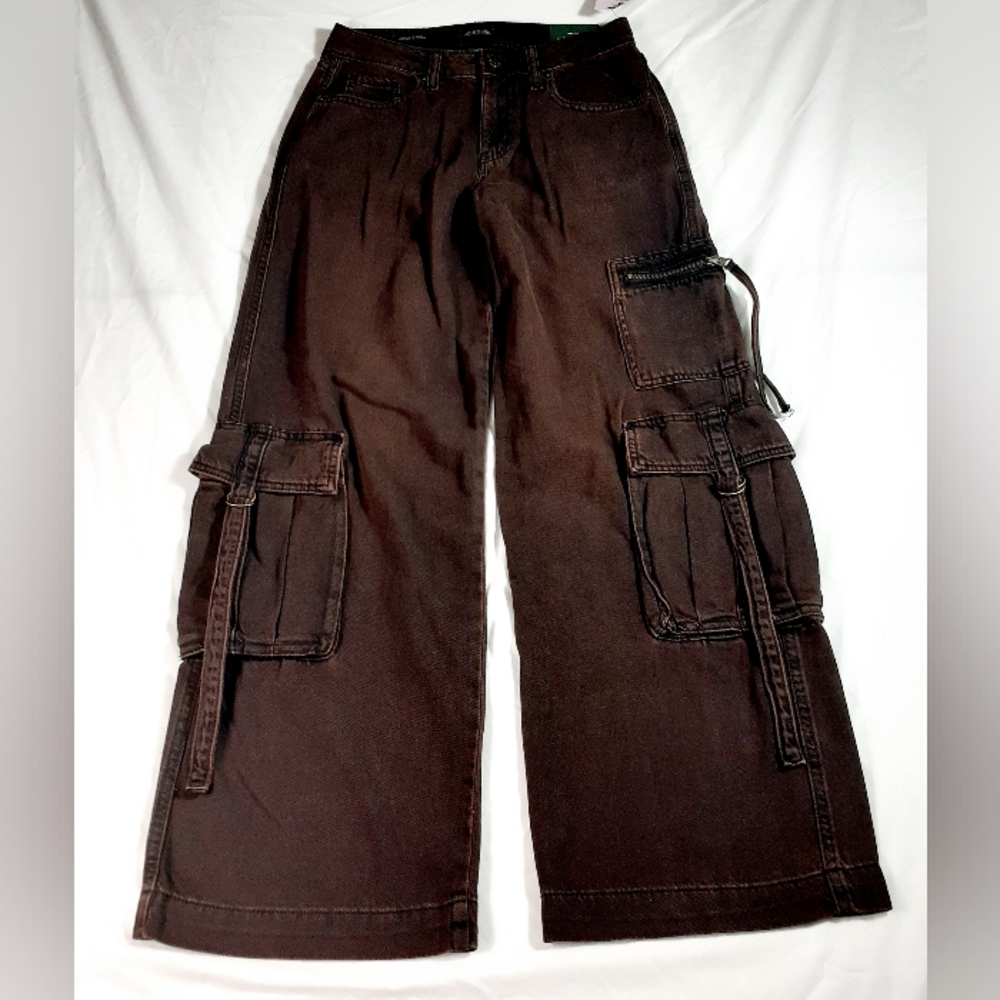 Brown Mid-Rise Cargo Pants
